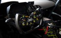 Car racing steering wheel in Audi GT car cockpit detail no people