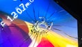 Impact on a Broken LED Screen Royalty Free Stock Photo