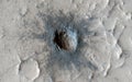 Impact crater on Mars. View from orbit. Close up