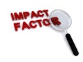 impact factor with magnifier on white Royalty Free Stock Photo