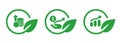 Impact investing green eco investment sustainable growth in green leaves circle icon set collection Royalty Free Stock Photo