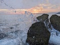 Impact of a wave on a rock Royalty Free Stock Photo