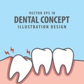 Impacted tooth inside under inflammation gum illustration vector Royalty Free Stock Photo