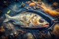 A Haunting Double Exposure Dead Fish in a Polluted Waterway Reveal the Environmental Crisis Royalty Free Stock Photo