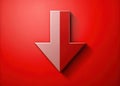 Bold and Striking Downward Arrow Graphic on a Vibrant Red Background Professional Design Element for Digital Use Royalty Free Stock Photo