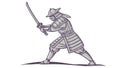 Samurai Warrior in Combat. Martial Arts Fighter Stance, vector design Generative AI Royalty Free Stock Photo
