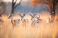 impala herd on alert during golden hour