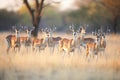 impala herd on alert during golden hour