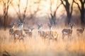 impala herd on alert during golden hour