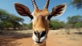 Impala ram starring at the camera. generative ai