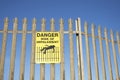 Impalement danger and risk sign on fence for security and protection Royalty Free Stock Photo