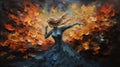 Impasto Oil Painting: Woman Dancing In The Wings Of Fire