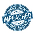 Impeach blue rubber ink stamp set over a white background