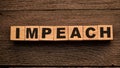 Impeach, text words typography written on wooden lettering, politic and governance