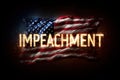 Impeachment text with the USA flag and drop shadow. Royalty Free Stock Photo