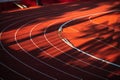 The Impeccable Geometry of White Lines and Numbered Lanes on the Bold Canvas of a Red Track - Track and Field Illustration Photo Royalty Free Stock Photo