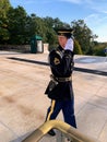 Old Guard soldier giving a salute during the ceremony