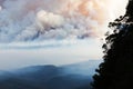 Impending Australian mountain bushfire scene and layers near Katoomba in the Blue Mountains National Park Royalty Free Stock Photo