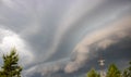 The impending squall, storm and rain. Steppe approaching storm, thunderstorm, tornado, mesocyclone, climate, shelf cloud Royalty Free Stock Photo