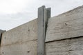 Prestressed concrete slabs are installed incorrectly on I-shaped prestressed columns.