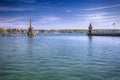 Imperia statue in harbor of Konstanz city with a view to lake Constance. Konstanz is a city located in the south-west corner of G Royalty Free Stock Photo