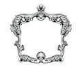 Imperial Baroque Mirror frame. Vector French Luxury rich intricate ornaments and crystals. Victorian Royal Style decor Royalty Free Stock Photo