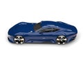 Imperial blue modern super sports car - top down side view Royalty Free Stock Photo