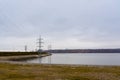 The Imperial Bridge across the Volga. A bridge across the Volga river in spring in Ulyanovsk. The view from the top of the