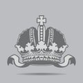 Imperial crown with jewels on a gray background Royalty Free Stock Photo