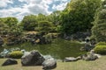 An imperial garden and pond in Nijo Castle of Kyoto. Royalty Free Stock Photo