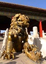 An imperial guardian lion in Forbidden City