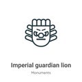Imperial guardian lion outline vector icon. Thin line black imperial guardian lion icon, flat vector simple element illustration