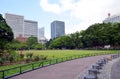 Imperial Palace Gardens surrounded by skyscrapers