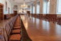 Imperial room reconstruction with huge wooden dining table