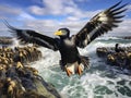 Imperial Shag coming into land Falkland Islands