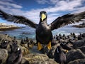 Imperial Shag coming into land Falkland Islands