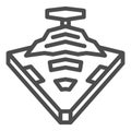 Imperial Star Destroyer line icon, star wars concept, wedge shaped capital ship vector sign on white background, outline