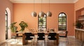 Imperial Stout Dining Room With Peach Walls In Tel Aviv