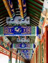 Imperial Summer Palace, Beijing. Traditional Chinese patterns on the ceiling and beams of wooden corridors Royalty Free Stock Photo