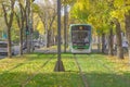 Imperio tramway in Bucharest, line 10 tram stb in autumn season.