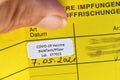 Vaccination pass and confirmation for corona vaccination with vaccine from Biontech Pfizer in Austria