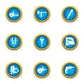 Implement icons set, flat style Royalty Free Stock Photo