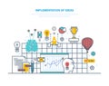 Implementation of big ideas. Improving technologies, processes, business innovations.