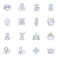 Implementation execution line icons collection. Implementation, Execution, Launch, Integration, Deployment, Rollout