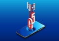 Implementation of 5G technology in mobile networks. Equipped with a module for receiving the fifth generation signal.