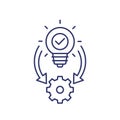 Implementation icon, ideas execution line vector
