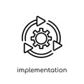 implementation icon. Trendy modern flat linear vector implementation icon on white background from thin line general collection Royalty Free Stock Photo