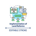 Implementation of land reforms concept icon