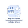 Implementation light blue concept icon