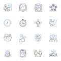 Implementation line icons collection. execution, deployment, integration, realization, attainment, materialization Royalty Free Stock Photo